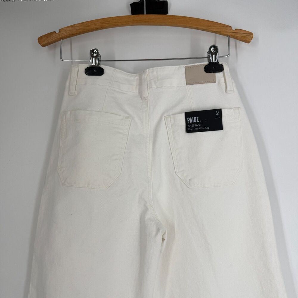 Paige Anessa Tonal Ecru Anthropologie 26 x 30” Wide-Leg Raw Hem Cream Ivory Boho - Picture 7 of 12